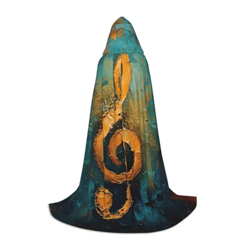 ZHAOLQ Unisex-Kapuzenumhang mit Musik-Symbol-Druck, Halloween, Cosplay, Weihnachten, Karneval, tragbares Kostüm von ZHAOLQ