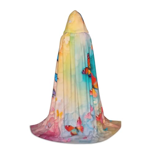 ZHAOLQ Unisex Kapuzenumhang mit Schmetterlings-Aufdruck, Halloween, Cosplay, Weihnachten, Karneval, tragbares Kostüm von ZHAOLQ