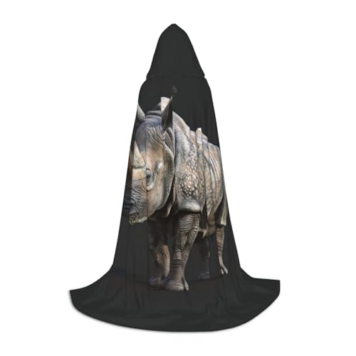 ZHAOLQ Unisex Kapuzenumhang mit Tier-Nashorn-Druck, für Halloween, Cosplay, Weihnachten, Karneval, tragbares Kostüm von ZHAOLQ