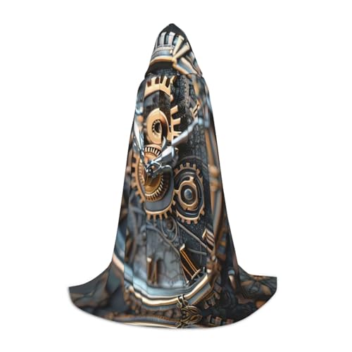 ZHAOLQ Unisex Kapuzenumhang mit Uhr-Zahnrad-Aufdruck, für Halloween, Cosplay, Weihnachten, Karneval, tragbares Kostüm von ZHAOLQ