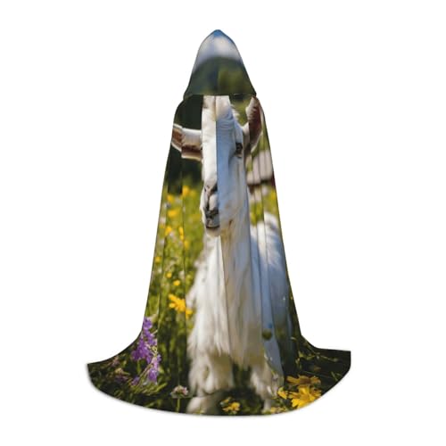 ZHAOLQ Unisex Kapuzenumhang mit Ziegen-Druck, für Halloween, Cosplay, Weihnachten, Karneval, tragbares Kostüm von ZHAOLQ