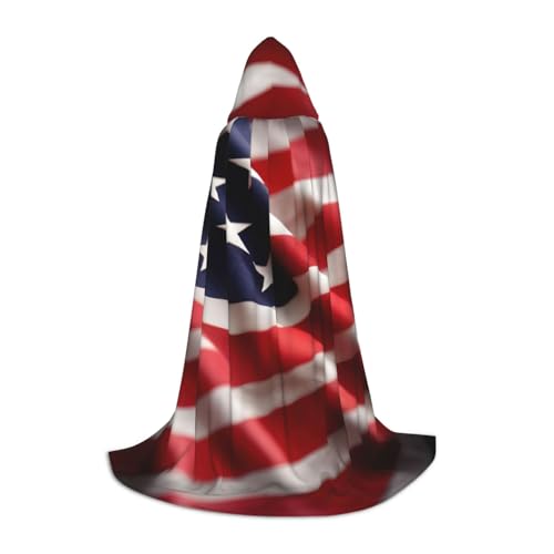 ZHAOLQ Unisex Kapuzenumhang mit amerikanischer Flagge, Halloween, Cosplay, Weihnachten, Karneval, tragbares Kostüm von ZHAOLQ