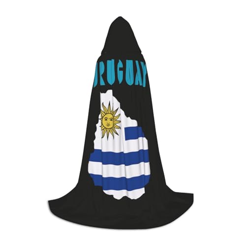 ZHAOLQ Uruguay-Flagge, Kartendruck, Unisex, Kapuzenumhang, Robe, Halloween, Cosplay, Weihnachten, Karneval, tragbares Kostüm von ZHAOLQ