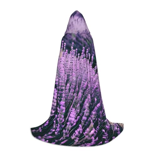 ZHAOLQ Violetter Lavendel-Druck, Unisex, Kapuzenumhang, Robe, Halloween, Cosplay, Weihnachten, Karneval, tragbares Kostüm von ZHAOLQ