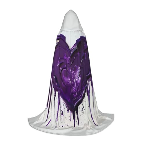 ZHAOLQ Violetter Unisex-Kapuzenumhang mit Liebesaufdruck, Halloween, Cosplay, Weihnachten, Karneval, tragbares Kostüm von ZHAOLQ