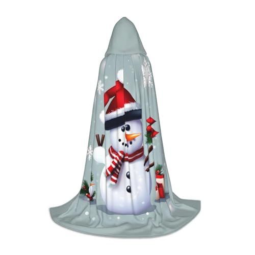 ZHAOLQ Weihnachtlicher Schneemann-Druck, Unisex, Kapuzenumhang, Robe, Halloween, Cosplay, Weihnachten, Karneval, tragbares Kostüm von ZHAOLQ