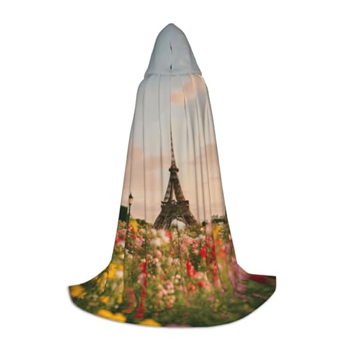 ZHAOLQ Wunderschöner Eiffelturm Paris Druck Unisex Kapuzenumhang Robe Halloween Cosplay Weihnachten Karneval Tragbares Kostüm von ZHAOLQ