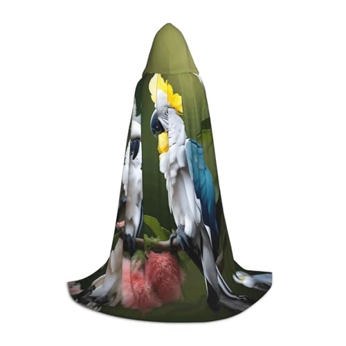ZHAOLQ Wunderschöner Kakadu-Vogel-Blumendruck, Unisex, Kapuzenumhang, Robe, Halloween, Cosplay, Weihnachten, Karneval, tragbares Kostüm von ZHAOLQ