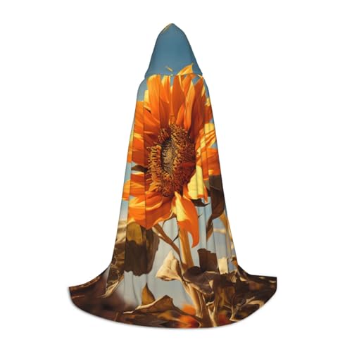 ZHAOLQ Wunderschöner Sonnenblumen-Druck, Unisex, Kapuzenumhang, Robe, Halloween, Cosplay, Weihnachten, Karneval, tragbares Kostüm von ZHAOLQ