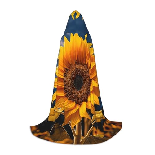 ZHAOLQ Wunderschöner Sonnenblumen-Umhang mit 2 Drucken, Unisex, mit Kapuze, für Halloween, Cosplay, Weihnachten, Karneval, tragbares Kostüm von ZHAOLQ