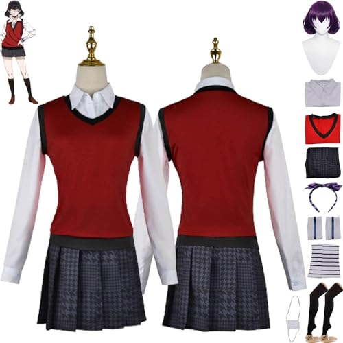 ZHAOSJ Anime Kakegurui Midari Ikishima Cosplay Kostüm Outfit JK Schuluniform Perücke Kopfschmuck Augenmaske Komplettset Halloween Karneval Party Dress Up Anzug von ZHAOSJ
