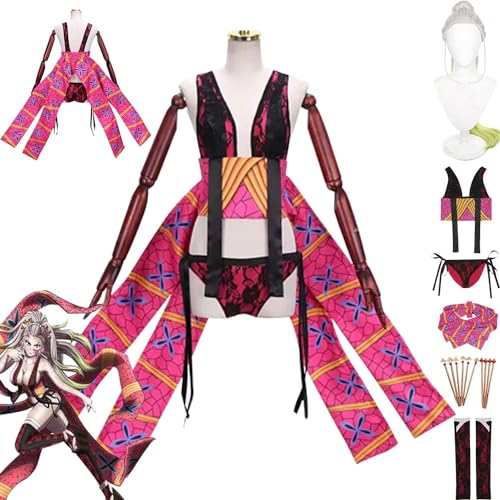 ZHAOSJ Anime Kimetsu No Yaiba Daki Cosplay Kostüm Outfit Dämon Slayer Kimono Perücke Kopfschmuck Full Set Halloween Karneval Party Uniform Anzug von ZHAOSJ