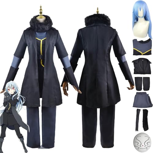 ZHAOSJ Anime That Time I Got Reincarnated As A Slime Rimuru Tempest Cosplay-Kostüm-Outfit, schwarze Uniform, komplettes Set für Damen und Mädchen, Halloween-Anzug mit Maske und Perücke von ZHAOSJ