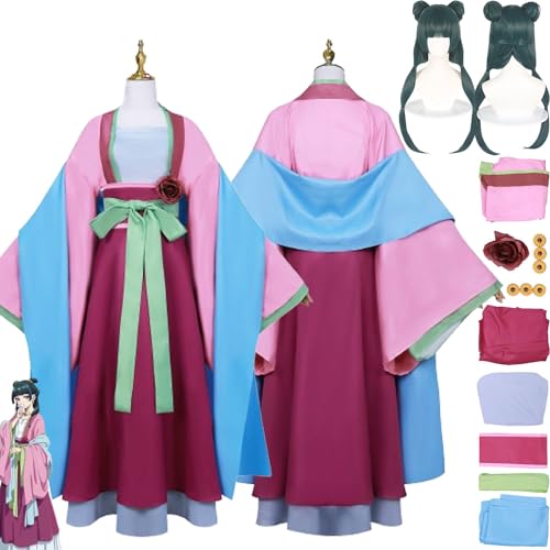 ZHAOSJ Anime The Apothecary Diaries Maomao Neue Haut Cosplay Kostüm Outfit Rolle Paly Uniform Komplettes Set Halloween Party Karneval Dress Up Anzug mit Perücke Haarnadel für Frauen Mädchen von ZHAOSJ