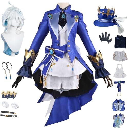 ZHAOSJ Genshin Impact Furina Cosplay Kostüm Komplettset mit Perücke und Hüten Genshin Focalors Cosplay Kostüm Furina Cosplay Uniform Halloween Karneval Party Bühnenkostüm von ZHAOSJ