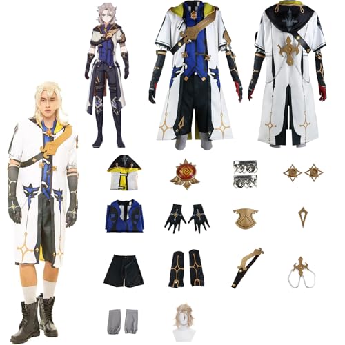 ZHAOSJ Spiel Genshin Impact Cosplay Kostüme Rolle Albedo Cosplay Uniform Outfits mit Perücke Komplettset Halloween Karneval Party Fancy Dress Up von ZHAOSJ