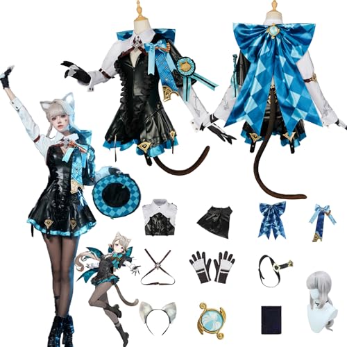 ZHAOSJ Spiel Genshin Impact Cosplay Kostüme Rolle Lynette Cosplay Uniform Outfits mit Perücke Komplettset Halloween Karneval Party Fancy Dress Up von ZHAOSJ