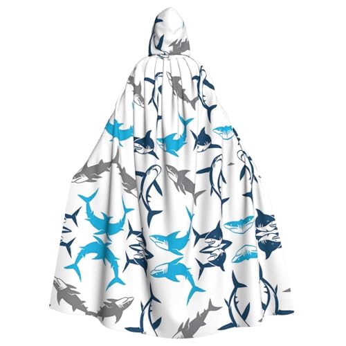 Unisex Erwachsene Halloween Kapuzenumhang - Cartoon Haie Volldruck Cosplay Kostüm Umhang - Bequeme und langlebige Robe Unisex Erwachsene Halloween Kapuzenumhang - Cartoon Haie Volldruck Cosplay Kostüm Umhang - Bequeme und langlebige Robe von ZHAOUR
