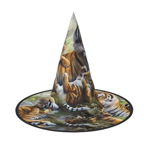 ZHAOUR 1 x Halloween-Hut – Dschungel-Tigerjunges-Druck, Hexen-Dekor, Party, Cosplay, Rollenspiele, Karneval, Maskerade-Zubehör von ZHAOUR