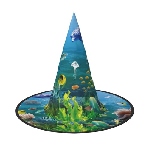 ZHAOUR 1 x Halloween-Hut – Meerwelt-Druck, Hexen-Dekor, Party, Cosplay, Rollenspiele, Karneval, Maskerade-Zubehör von ZHAOUR
