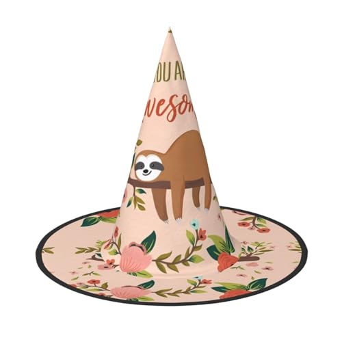 ZHAOUR 1 x Halloween-Hut – You Are Awesome Faultier Druck Hexen Dekor Party, Cosplay Rollenspiel, Karneval, Verkleiden Maskerade Supplies von ZHAOUR