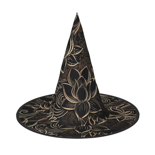 ZHAOUR 2 Stück Halloween-Hut – Boho-Gold-Lotusblumen-Druck, Hexen-Dekoration, Party, Cosplay, Rollenspiele, Karneval, Maskerade-Zubehör ZHAOUR 2 Stück Halloween-Hut – Boho-Gold-Lotusblumen-Druck, Hexen-Dekoration, Party, Cosplay, Rollenspiele, Karneval, Maskerade-Zubehör von ZHAOUR