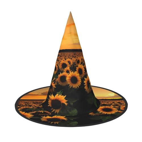 ZHAOUR 2 x Halloween-Hut – Sonnenblume und Sonnenuntergang (1) Druck Hexen Dekor Party, Cosplay Rollenspiel, Karneval, Maskerade Supplies von ZHAOUR