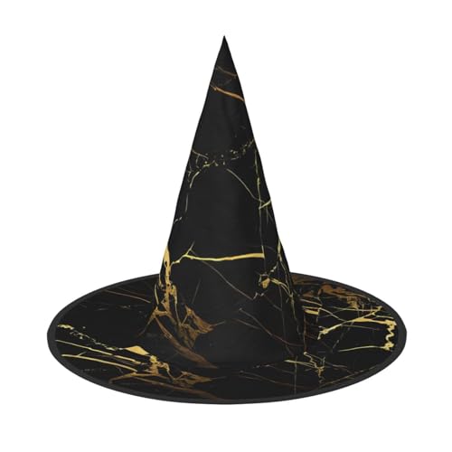 ZHAOUR 2 x Halloween-Hut – schwarzer und goldener Hintergrund, Hexen-Dekor, Party, Cosplay, Rollenspiele, Karneval, Maskerade-Zubehör von ZHAOUR