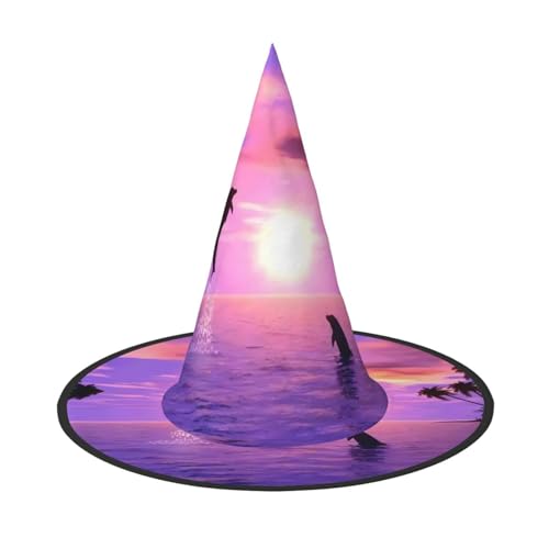 ZHAOUR Halloween-Hut – Sonnenuntergang Delfine (1) Druck Hexen Dekor Party, Cosplay Rollenspiel, Karneval, Maskerade Supplies von ZHAOUR