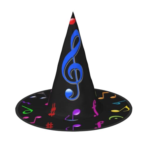 ZHAOUR Halloween-Hut – bunte pentatonische Musik-Druck, Hexen-Dekoration, Party, Cosplay, Rollenspiele, Karneval, Maskerade-Zubehör, 3 Stück von ZHAOUR