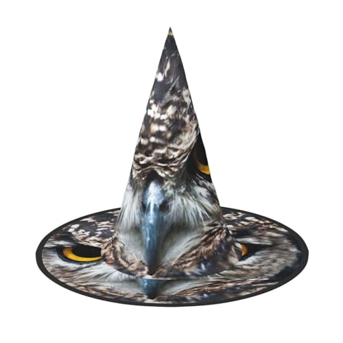 ZHAOUR Halloween-Hut mit gelben Augen, Eulen-Druck, Hexen-Dekoration, Party, Cosplay, Rollenspiele, Karneval, Maskerade-Zubehör, 3 Stück von ZHAOUR