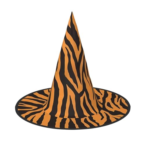 ZHAOUR Halloween-Hut – orangefarbener Tiger-Leopardenmuster (1) Druck, Hexen-Dekoration, Party, Cosplay, Rollenspiele, Karneval, Maskerade-Zubehör, 3 Stück von ZHAOUR