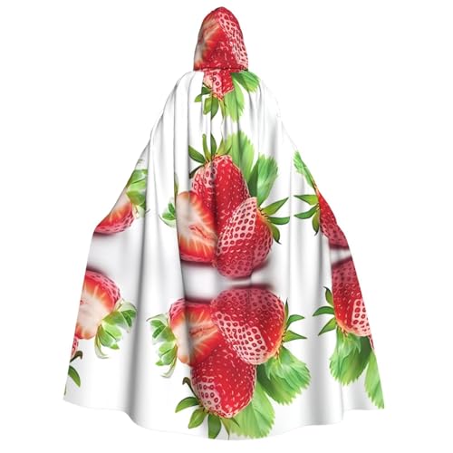 ZHAOUR Halloween-Kapuzenumhang mit Erdbeermotiv, Unisex, für Erwachsene, Party, Karneval, Comic-Ausstellung, Cosplay-Bademantel von ZHAOUR