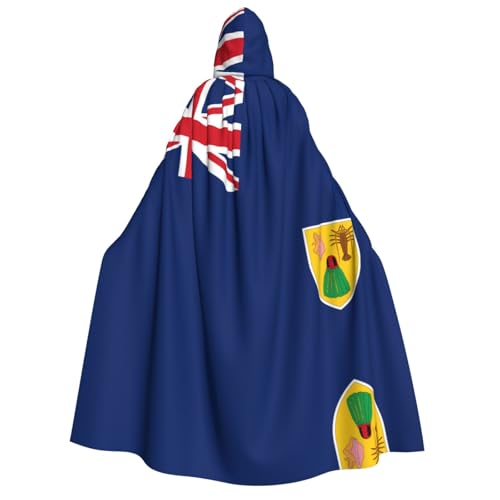 ZHAOUR Umhang mit der Flagge der Türken- und Caicosinseln, Halloween-Kapuzenumhang, Unisex, Erwachsene, Party, Karneval, Comic-Ausstellung, Cosplay-Bademantel von ZHAOUR