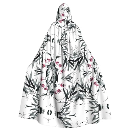 ZHAOUR Unisex Erwachsene Halloween Kapuzenumhang - Bambus Kirschblüte Volldruck Cosplay Kostüm Umhang - Bequem und Langlebig Robe von ZHAOUR