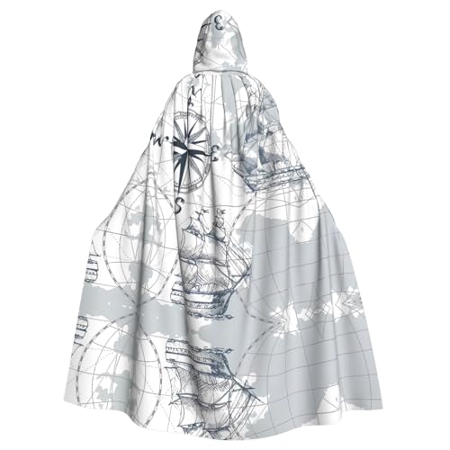 ZHAOUR Unisex Erwachsene Halloween Kapuzenumhang - Bootskarte Volldruck Cosplay Kostüm Umhang - Bequemer und langlebiger Bademantel von ZHAOUR