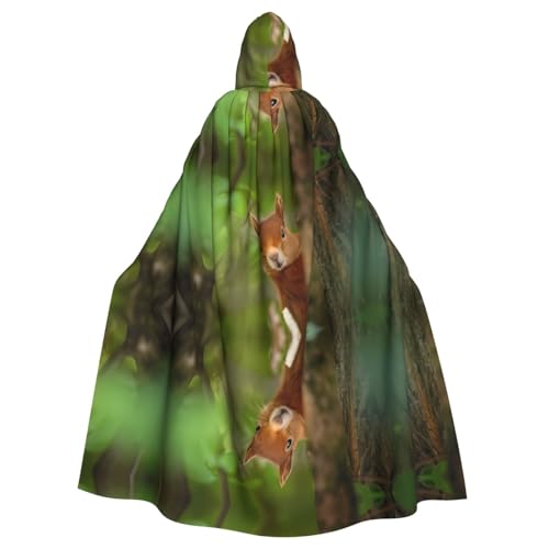 ZHAOUR Unisex Erwachsene Halloween Kapuzenumhang - Eichhörnchen Volldruck Cosplay Kostüm Umhang - Bequem und Langlebig Robe von ZHAOUR