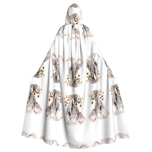 ZHAOUR Unisex Erwachsene Halloween Kapuzenumhang - Elefant und Sonnenblume Volldruck Cosplay Kostüm Umhang - Bequem und Langlebig Robe ZHAOUR Unisex Erwachsene Halloween Kapuzenumhang - Elefant und Sonnenblume Volldruck Cosplay Kostüm Umhang - Bequem und Langlebig Robe von ZHAOUR