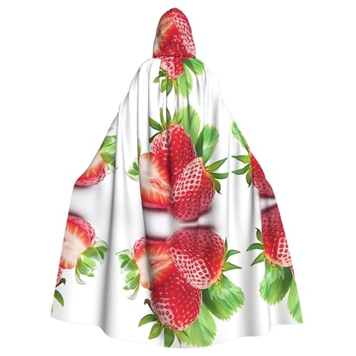 ZHAOUR Unisex Erwachsene Halloween Kapuzenumhang - Erdbeere (1) Volldruck Cosplay Kostüm Umhang - Bequem und Langlebig Robe von ZHAOUR
