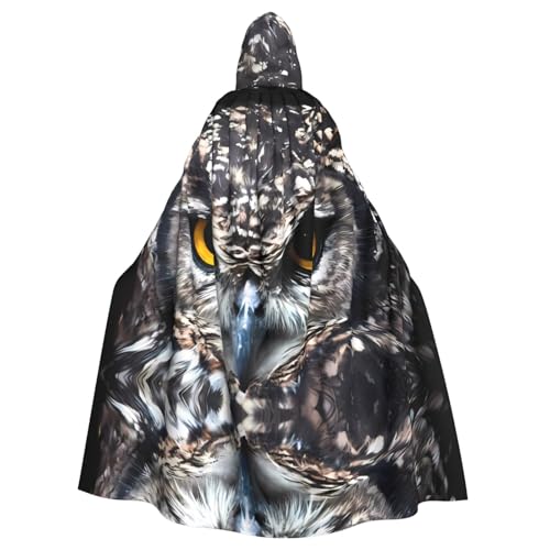 ZHAOUR Unisex Erwachsene Halloween Kapuzenumhang - Gelbe Augen Eule Volldruck Cosplay Kostüm Umhang - Bequem und Langlebig Robe von ZHAOUR