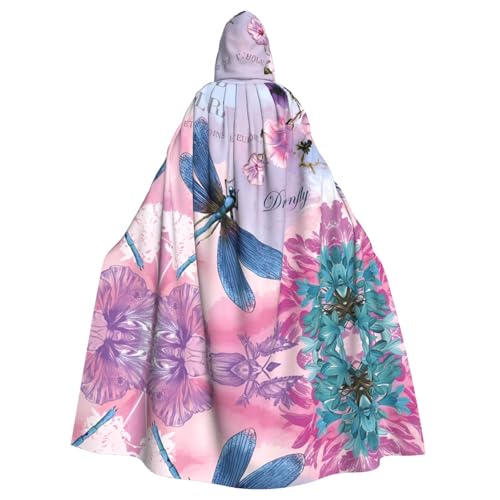ZHAOUR Unisex Erwachsene Halloween Kapuzenumhang - Rosa Blume und blaue Libelle Volldruck Cosplay Kostüm Umhang - Bequem und langlebig Robe ZHAOUR Unisex Erwachsene Halloween Kapuzenumhang - Rosa Blume und blaue Libelle Volldruck Cosplay Kostüm Umhang - Bequem und langlebig Robe von ZHAOUR