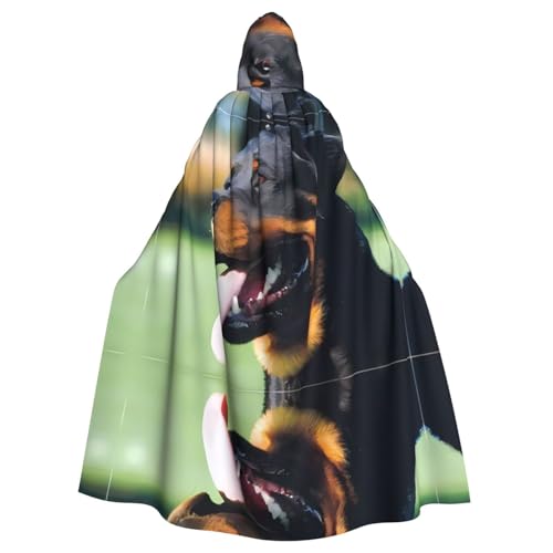 ZHAOUR Unisex Erwachsene Halloween Kapuzenumhang - Rottweiler Hund (1) Volldruck Cosplay Kostüm Umhang - Bequemer und langlebiger Bademantel von ZHAOUR