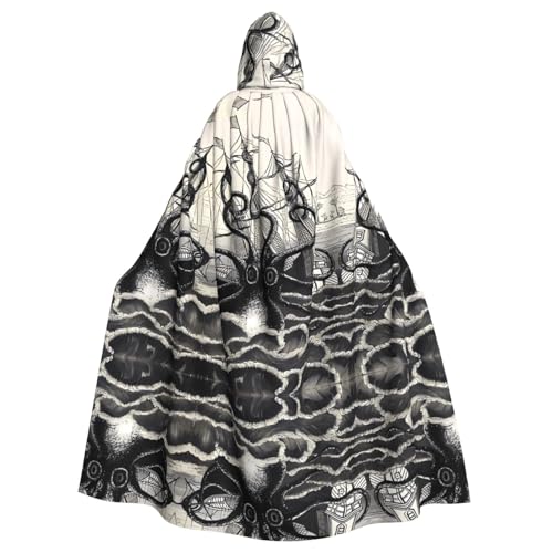 ZHAOUR Unisex Erwachsene Halloween Kapuzenumhang - Segelpirat Oktopus Volldruck Cosplay Kostüm Umhang - Bequeme und langlebige Robe ZHAOUR Unisex Erwachsene Halloween Kapuzenumhang - Segelpirat Oktopus Volldruck Cosplay Kostüm Umhang - Bequeme und langlebige Robe von ZHAOUR