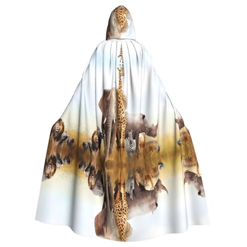 ZHAOUR Unisex Erwachsene Halloween Kapuzenumhang - Tier-Safari Volldruck Cosplay Kostüm Umhang - Bequemer und langlebiger Robe von ZHAOUR