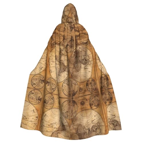 ZHAOUR Unisex Erwachsene Halloween Kapuzenumhang - Vintage Alte Weltkarte Volldruck Cosplay Kostüm Umhang - Bequem und Langlebig Robe ZHAOUR Unisex Erwachsene Halloween Kapuzenumhang - Vintage Alte Weltkarte Volldruck Cosplay Kostüm Umhang - Bequem und Langlebig Robe von ZHAOUR