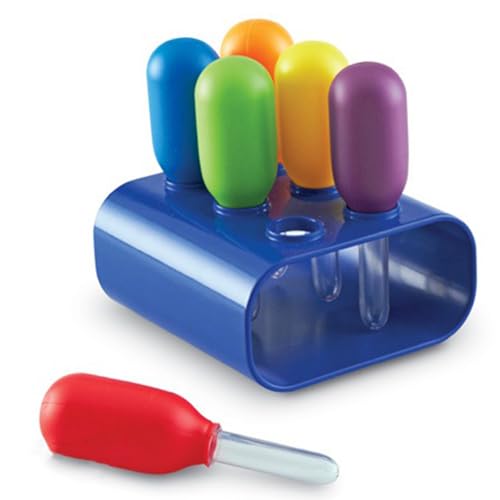 ZHAPEG Bunte Pipetten für Kinder ab 3 Jahren, Wissenschaft, Bildungsbedarf, Transfer Pipette, Flüssigkeitstropfen mit Halter, 6 Stück von ZHAPEG