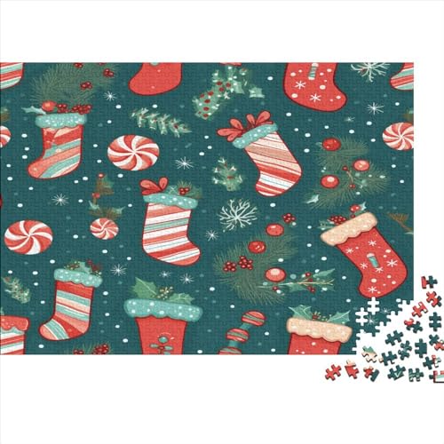 Weihnachtssocken Puzzle 1000 Teile,Puzzle Für Erwachsene, Impossible Puzzle, GesKükenlichkeitsspiel Für Die Ganze Familie,Puzzle Legespiel- Erwachsenenpuzzle Puzzel 1000pcs (75x50cm) von ZHENGYUU
