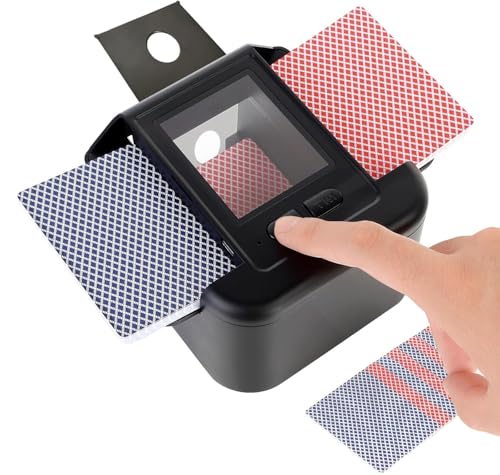 ZHENNBY Kartenmischmaschine Elektrische Kartenmischer für 2 Kartensätze Mischmaschine Karten Mischgerät Geräuscharmer Wiederaufladbarer Card Shuffler für UNO, Blackjack, Poker zubehör - Schwarz von ZHENNBY