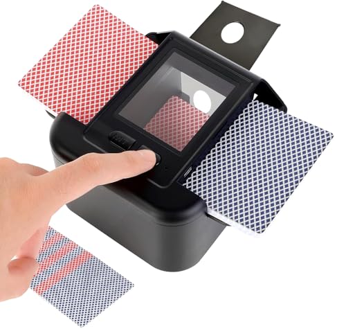 ZHENNBY Kartenmischmaschine Elektrische Kartenmischer für 2 Kartensätze Mischmaschine Karten Mischgerät Geräuscharmer Wiederaufladbarer Card Shuffler für Uno, Blackjack, Poker zubehör, Texas - Schwarz von ZHENNBY