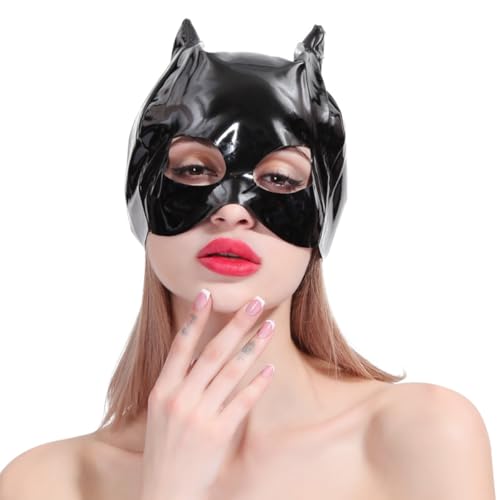ZHER-LU Bling Soft Leather Headcover Adult Mask Batman Skin Free Vinyl Mask for Theme Party Halloween Black von ZHER-LU